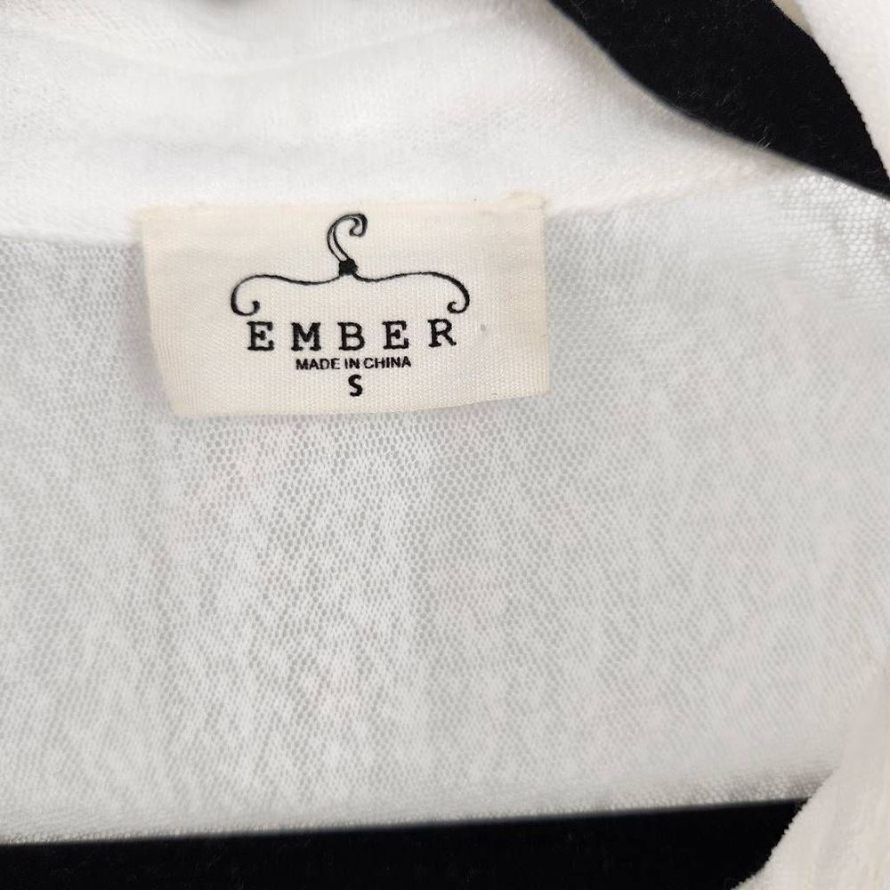 Ember Lace Collar Sheer Button Up Rouched Blouse Long Sleeve Women's Small - Picture 4 of 8